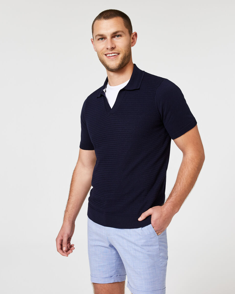 Griffiths Short Sleeve Knit, Navy, hi-res